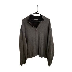 Cremieux 1/4 Zip Sweater Mens Gray Elbow Patch Pullover Casual